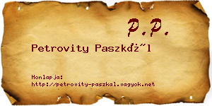 Petrovity Paszkál névjegykártya